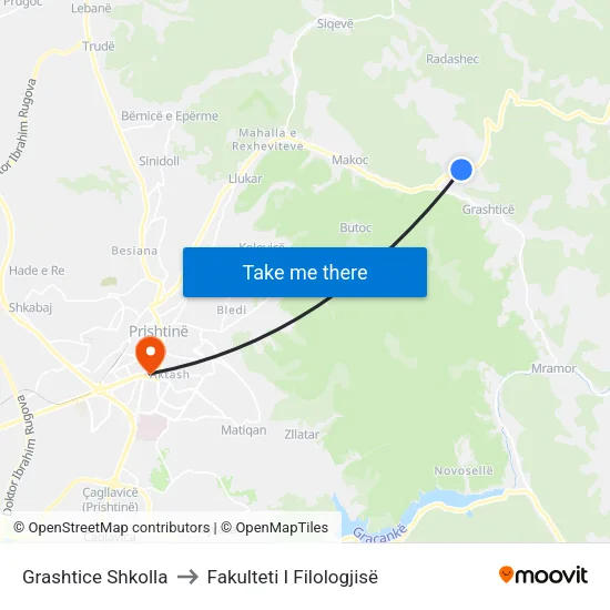Grashtice Shkolla to Fakulteti I Filologjisë map