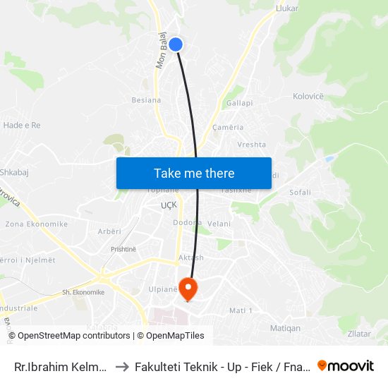 Rr.Ibrahim Kelmendi to Fakulteti Teknik - Up - Fiek / Fna / Fim map