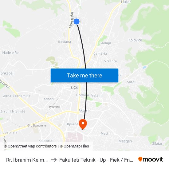 Rr. Ibrahim Kelmendi to Fakulteti Teknik - Up - Fiek / Fna / Fim map