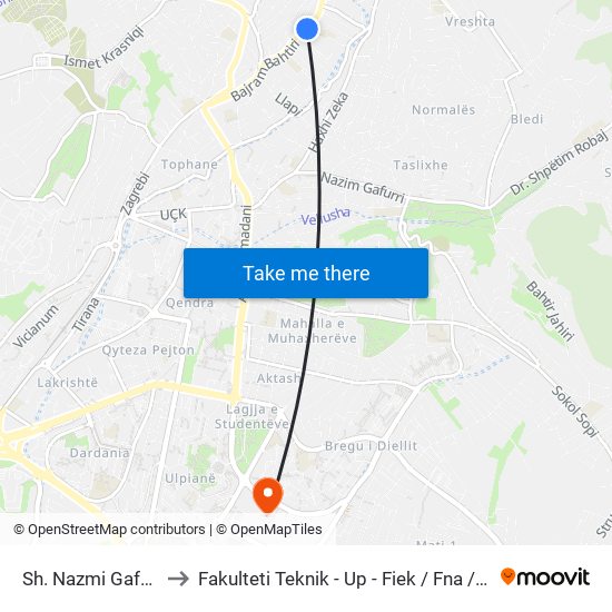 Sh. Nazmi Gafurri to Fakulteti Teknik - Up - Fiek / Fna / Fim map