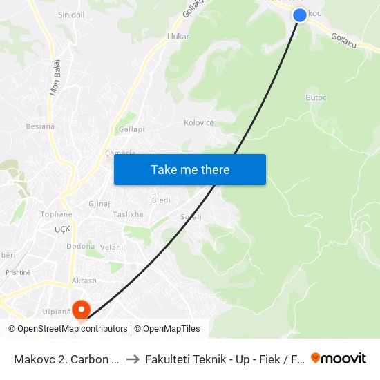 Makovc 2. Carbon Petrol to Fakulteti Teknik - Up - Fiek / Fna / Fim map