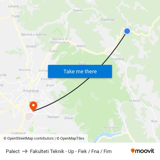 Palect to Fakulteti Teknik - Up - Fiek / Fna / Fim map