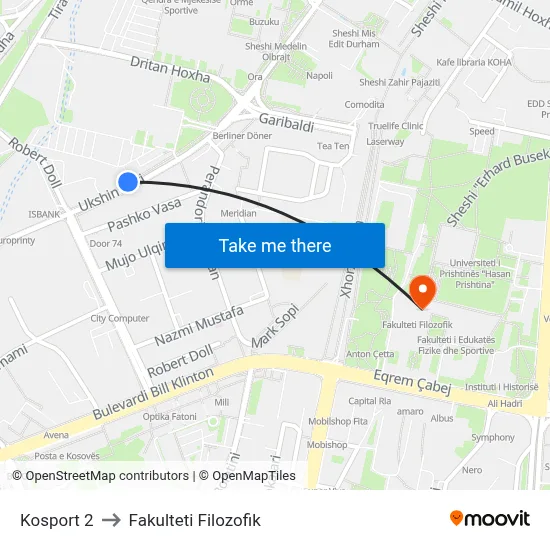 Kosport 2 to Fakulteti Filozofik map