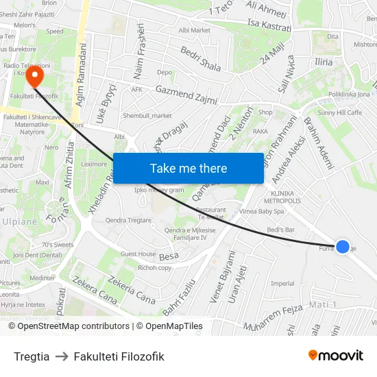 Tregtia to Fakulteti Filozofik map