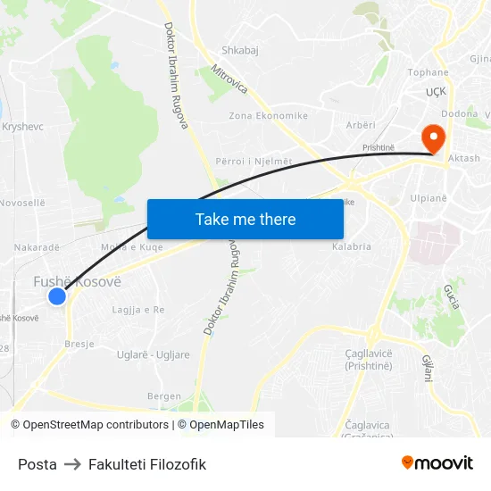 Posta to Fakulteti Filozofik map