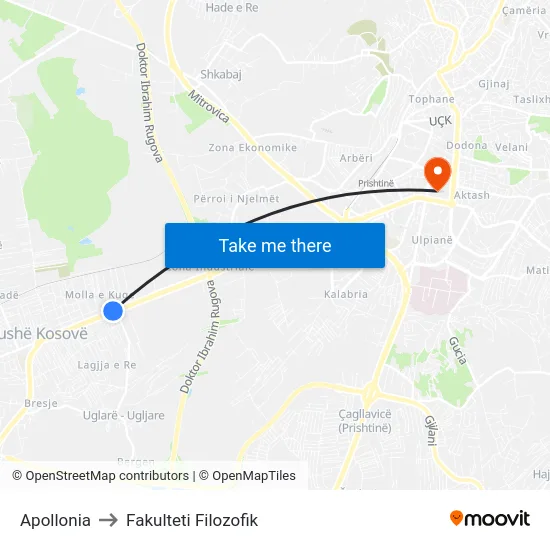 Apollonia to Fakulteti Filozofik map