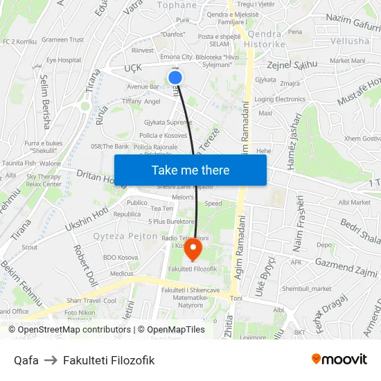 Qafa to Fakulteti Filozofik map