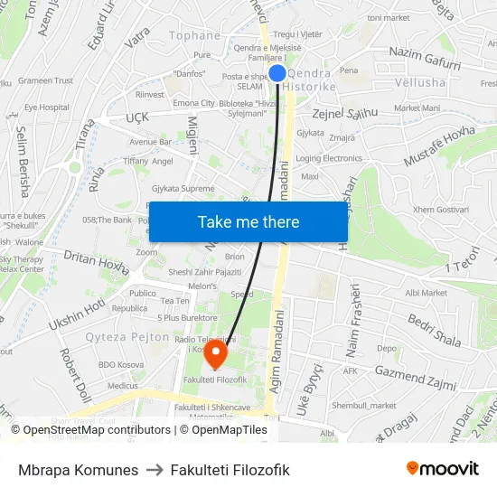 Mbrapa Komunes to Fakulteti Filozofik map