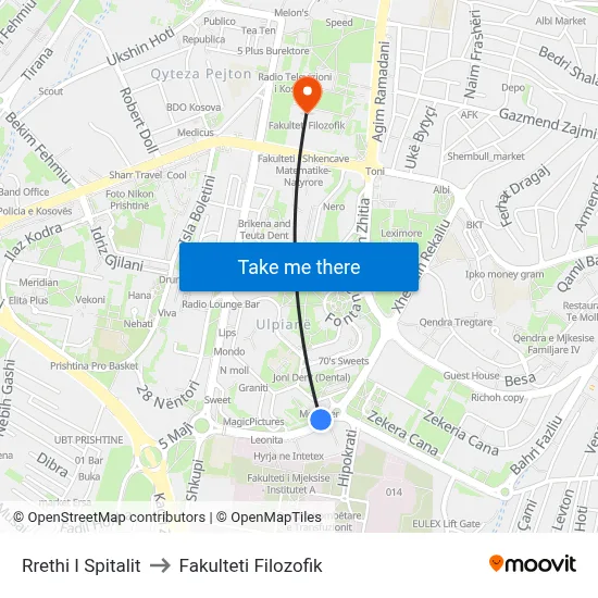 Rrethi I Spitalit to Fakulteti Filozofik map