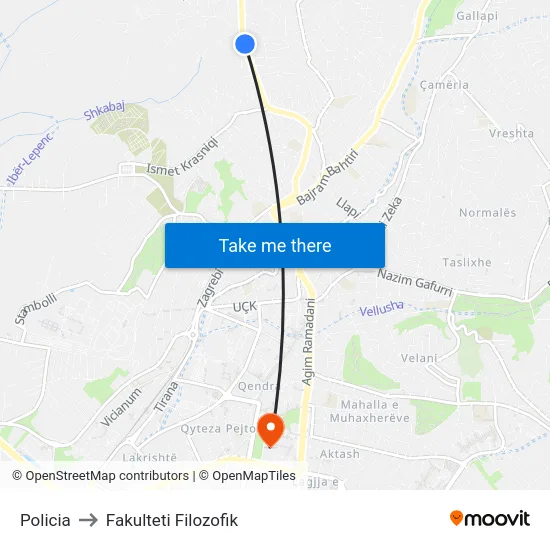 Policia to Fakulteti Filozofik map
