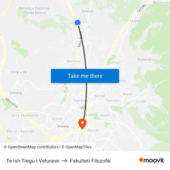 Te Ish Tregu I Veturave to Fakulteti Filozofik map