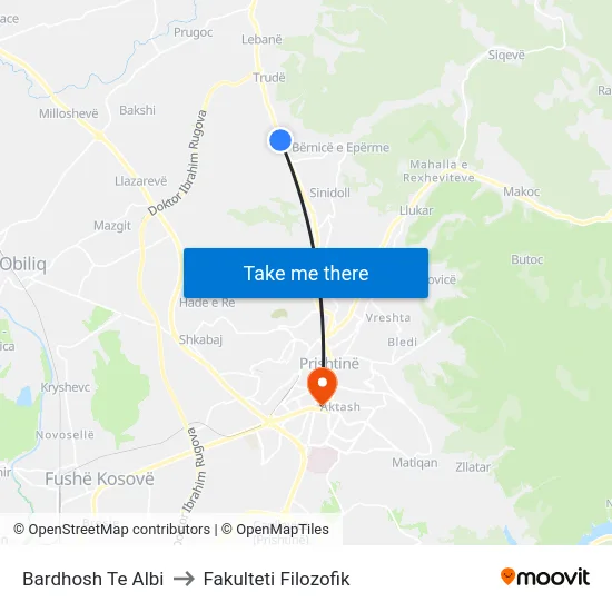 Bardhosh Te Albi to Fakulteti Filozofik map