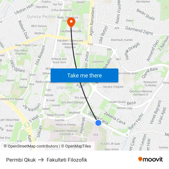 Permbi Qkuk to Fakulteti Filozofik map