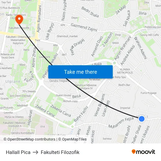 Hallall Pica to Fakulteti Filozofik map