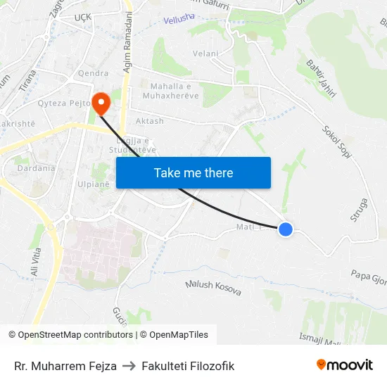 Rr. Muharrem Fejza to Fakulteti Filozofik map