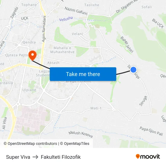 Super Viva to Fakulteti Filozofik map