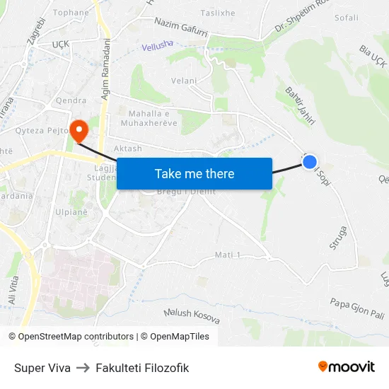Super Viva to Fakulteti Filozofik map