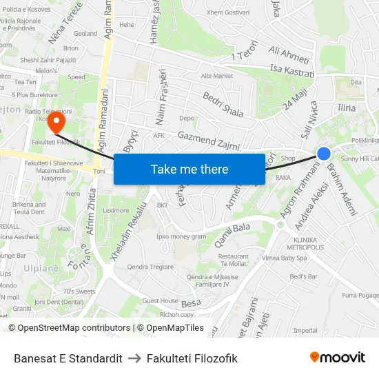 Banesat E Standardit to Fakulteti Filozofik map