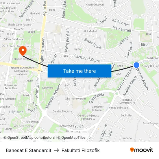 Banesat E Standardit to Fakulteti Filozofik map