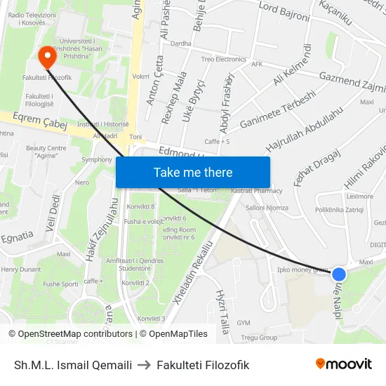 Sh.M.L. Ismail Qemaili to Fakulteti Filozofik map