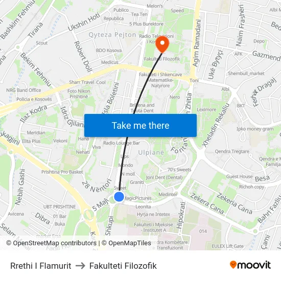 Rrethi I Flamurit to Fakulteti Filozofik map