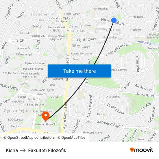 Kisha to Fakulteti Filozofik map