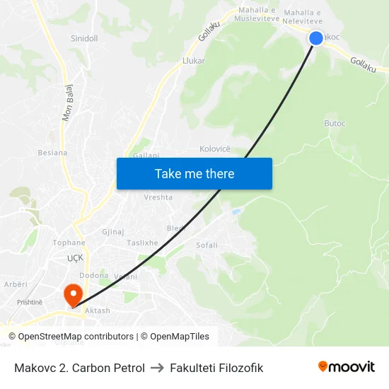 Makovc 2. Carbon Petrol to Fakulteti Filozofik map
