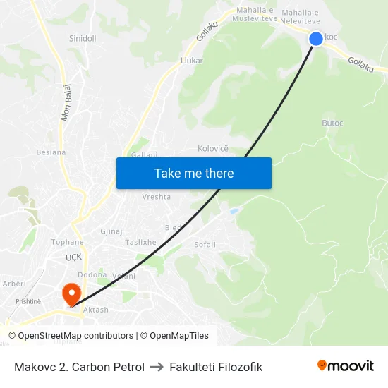 Makovc 2. Carbon Petrol to Fakulteti Filozofik map