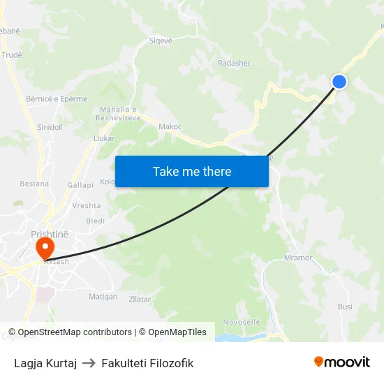 Lagja Kurtaj to Fakulteti Filozofik map