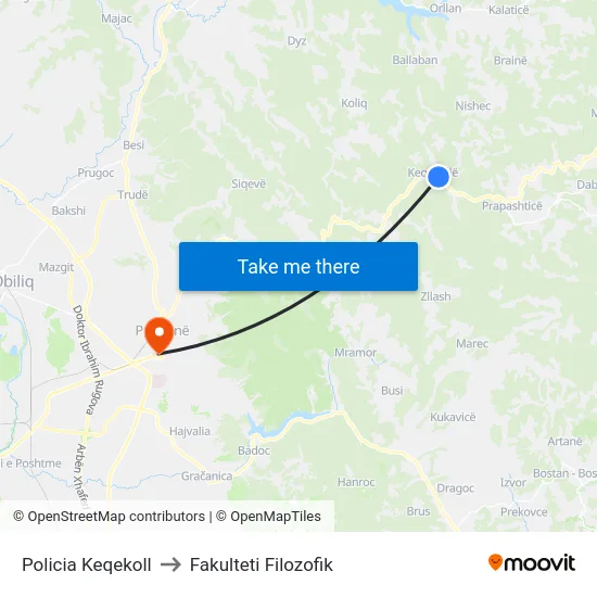 Policia Keqekoll to Fakulteti Filozofik map