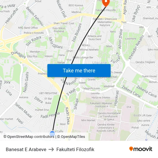 Banesat E Arabeve to Fakulteti Filozofik map