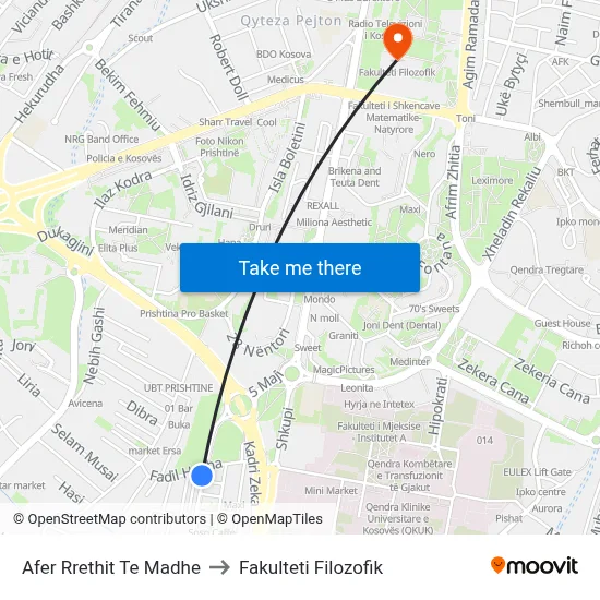 Afer Rrethit Te Madhe to Fakulteti Filozofik map