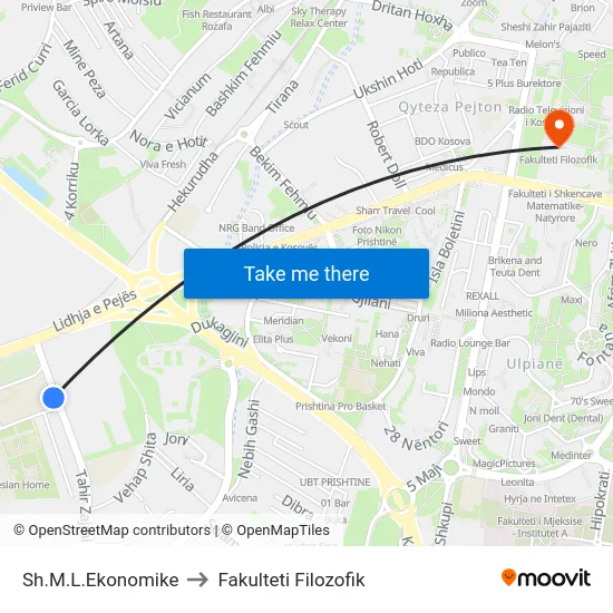 Sh.M.L.Ekonomike to Fakulteti Filozofik map