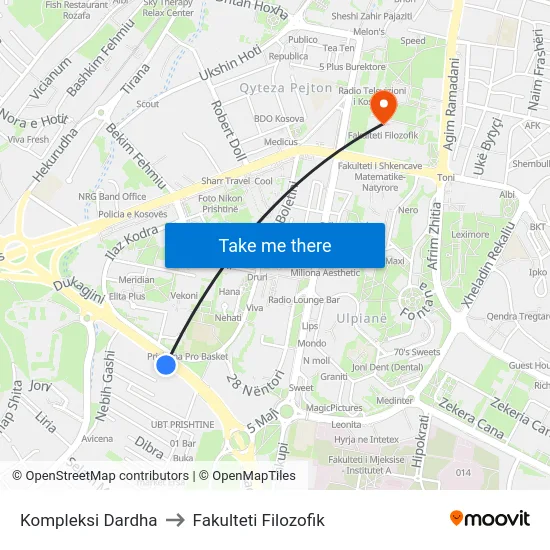 Kompleksi Dardha to Fakulteti Filozofik map