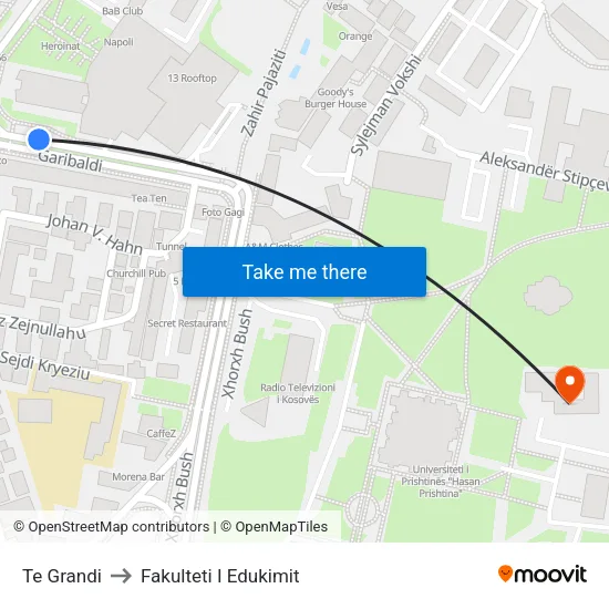 Te Grandi to Fakulteti I Edukimit map