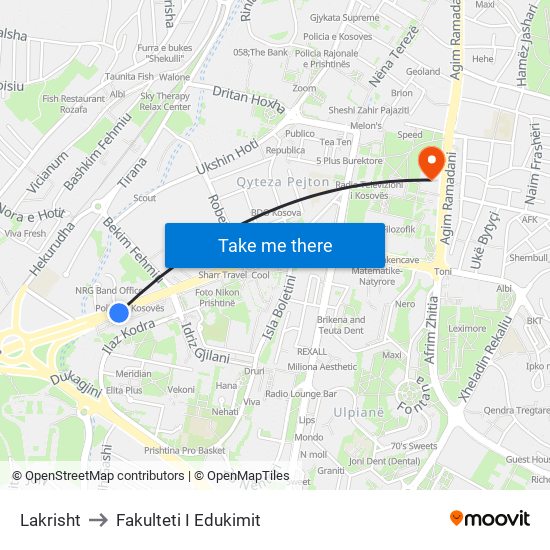 Lakrisht to Fakulteti I Edukimit map