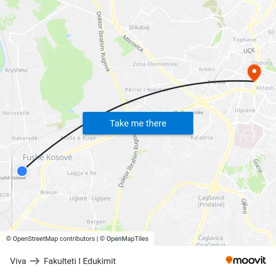 Viva to Fakulteti I Edukimit map