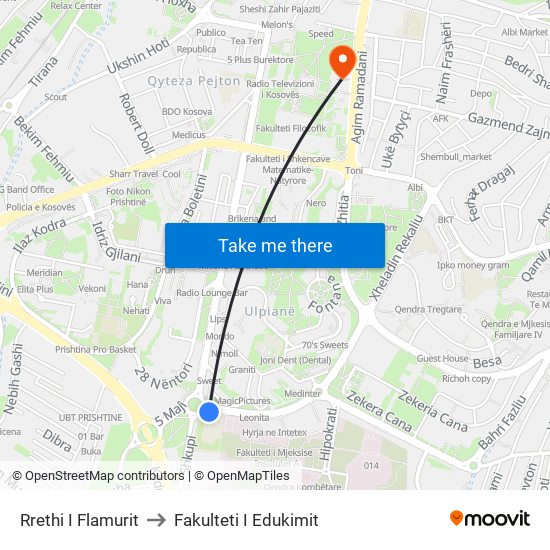 Rrethi I Flamurit to Fakulteti I Edukimit map