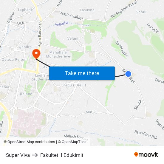 Super Viva to Fakulteti I Edukimit map