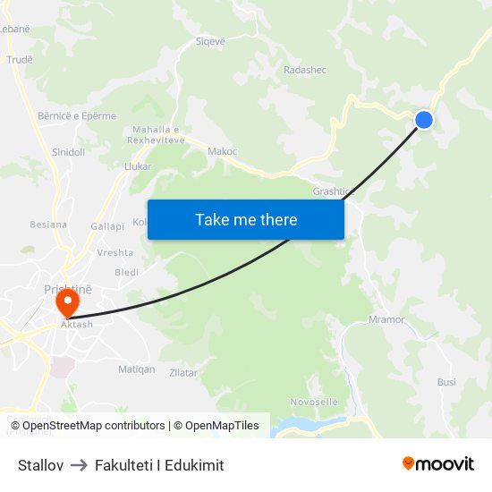 Stallov to Fakulteti I Edukimit map