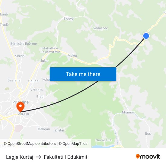 Lagja Kurtaj to Fakulteti I Edukimit map