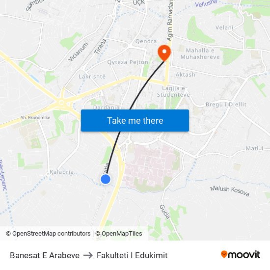 Banesat E Arabeve to Fakulteti I Edukimit map