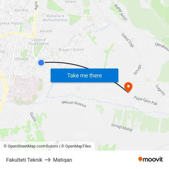 Fakulteti Teknik to Matiqan map