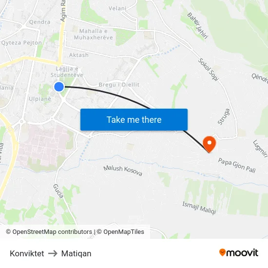 Konviktet to Matiqan map