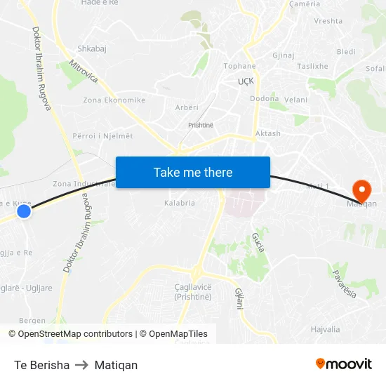 Te Berisha to Matiqan map