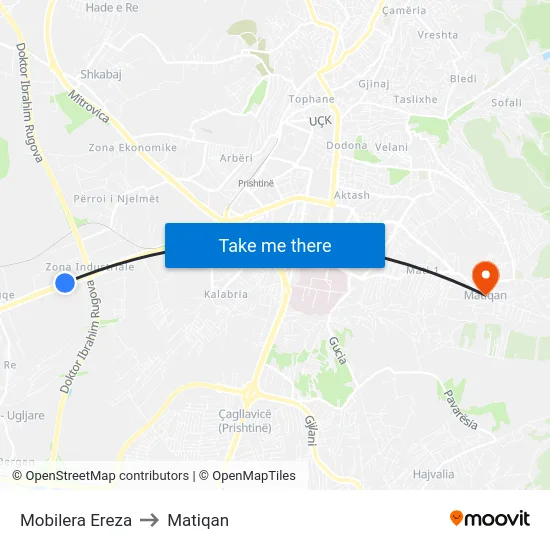 Mobilera Ereza to Matiqan map