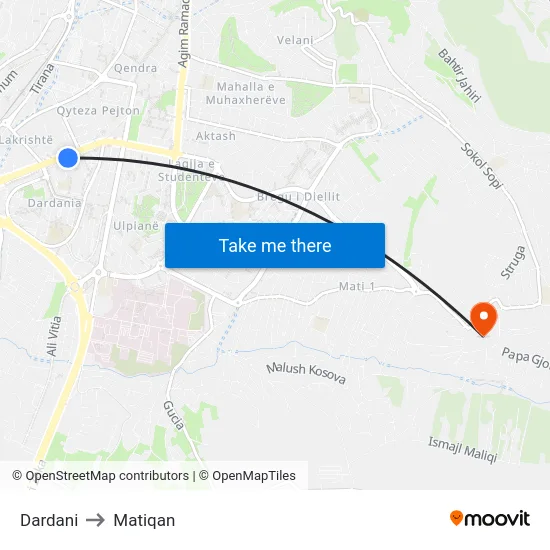 Dardani to Matiqan map