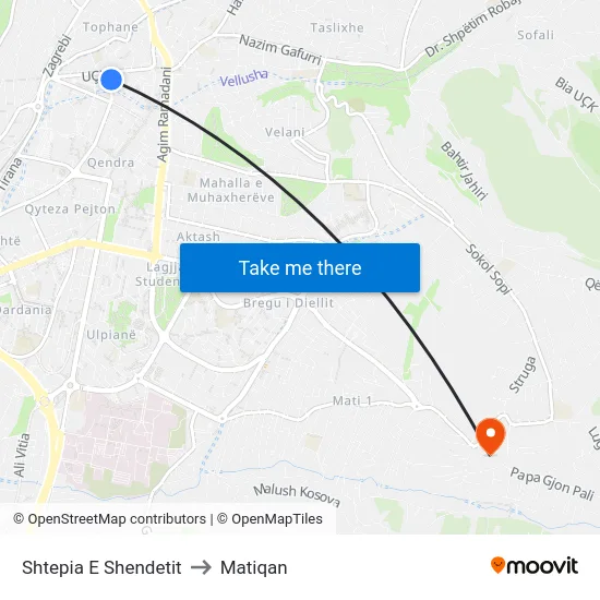 Shtepia E Shendetit to Matiqan map