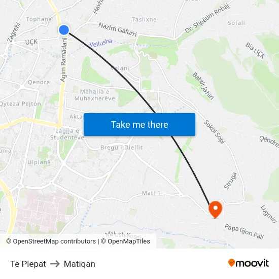 Te Plepat to Matiqan map