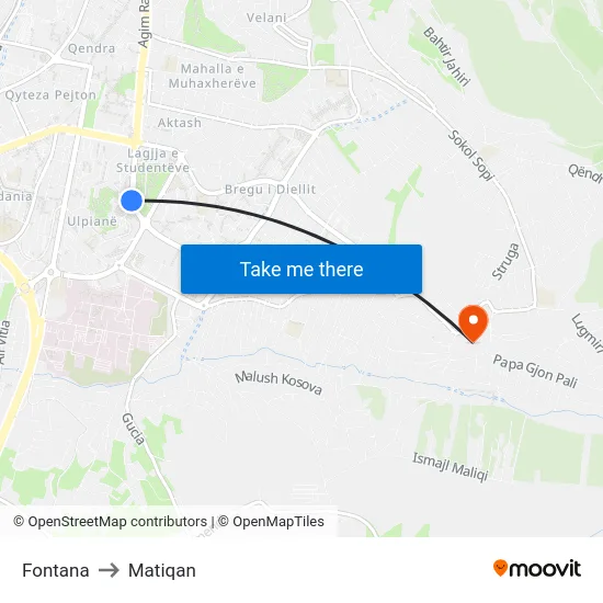 Fontana to Matiqan map